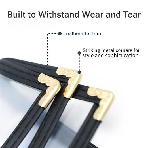 Goodsmart Restaurant Menu Covers - 25 Pack Black 8.5" x 11", 3-Page/6-View, Side-Loading Vinyl Menu Holders, Clear Sleeves, Double-Stitched Edge, Leather-Style Café Covers with Gold Corners