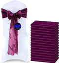 MDS Pack of 75 PCS Satin Chair Sashes Charmeuse Sateen Dining Chair Bows Ribbon Ties Back Sash for Wedding Party Birthday Home Hotel Restaurant Banquet Decoration (7 x 108 Inch, Eggplant)