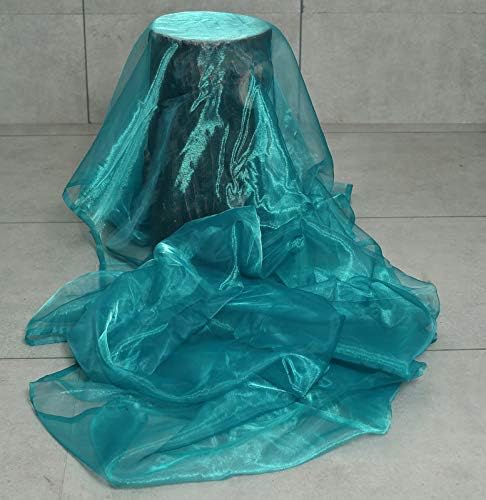 VDS Light Teal Organza Fabric, 15 Yards Continuous, 45” Wide, Wedding Party Decoration Iridescent Crystal Sheer Shiny Organza Tulle Bridal Dress DIY Crafts Costume Sewing Backdrop Arch Cloth