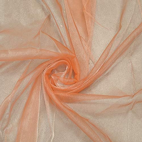 VDS Peach Organza Fabric, 60 Yards Continuous, 45” Wide, Wedding Party Decoration Iridescent Crystal Sheer Shiny Organza Tulle Bridal Dress DIY Crafts Costume Sewing Backdrop Arch Cloth