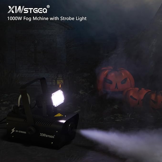Fog Machine 1000W with Strobe Light, Wireless Remote, Perfect for Halloween, Parties, Concerts, and Events