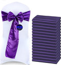 MDS Pack of 100 PCS Satin Chair Sashes Charmeuse Sateen Dining Chair Bows Ribbon Ties Back Sash for Wedding Party Birthday Home Hotel Restaurant Banquet Decoration (7 x 108 Inch, Cadbury Purple)