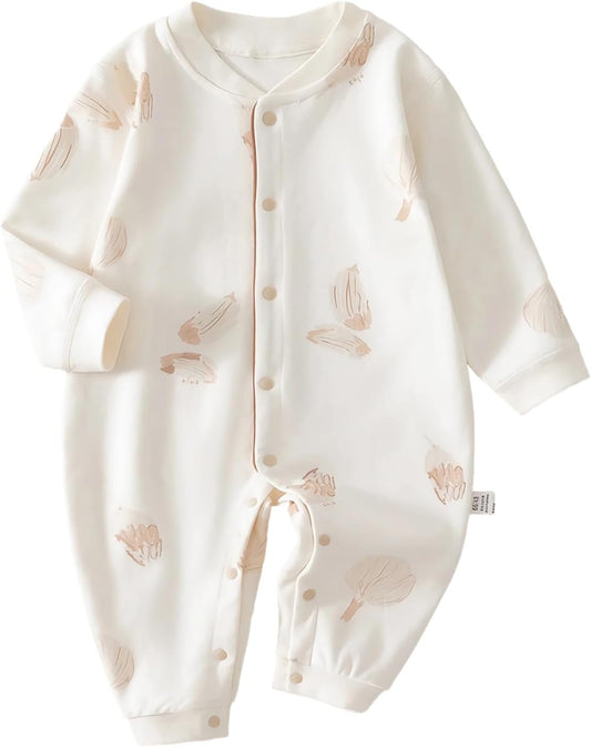 100% Organic Cotton Soft 3-24 Months Baby Romper Jumpsuits for Boys and Girls Unisex Long Sleeve