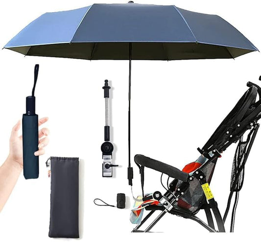 Universal Baby Parasol, Baby Stroller Sun Shade Sun Protection Sun Shade for Strollers, Waterproof Umbrella for Trolley Bike Wheelchair Buggy Fishing, Bicycle Umbrella with Holder Clip Clamp