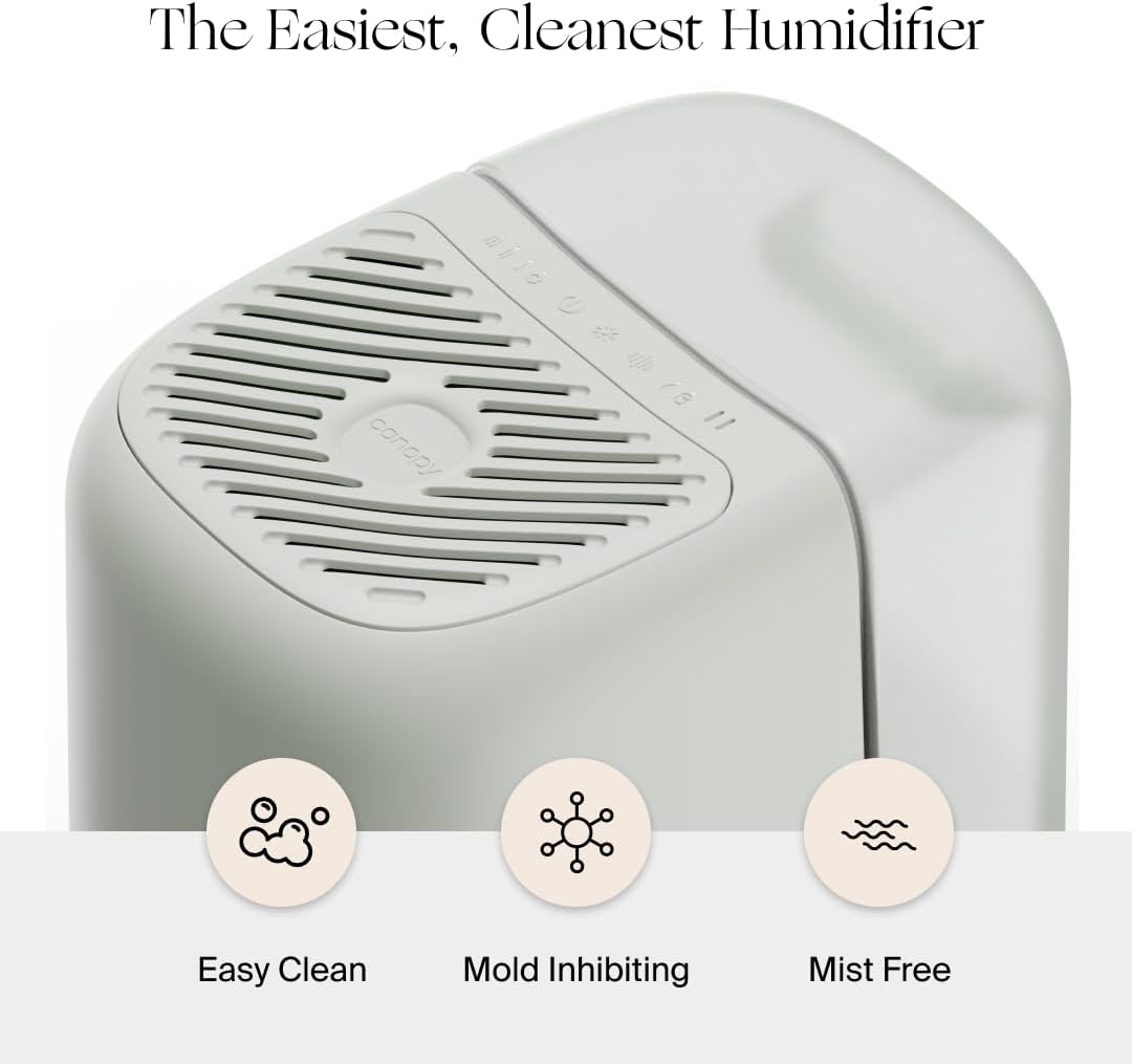 Canopy Bedside Humidifier 2.0, Moonstruck, 36 HR Run Time, 2.5L Capacity - Reading Light & White Noise - Alleviate Symptoms of Allergies, Cold, Dry Skin - Humidifier, Filter, Power Cord & Adapter