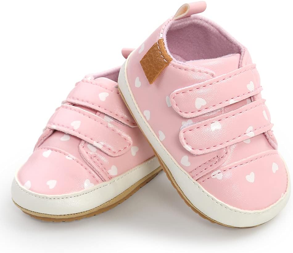 SOFMUO Baby Boys Girls High Top Ankle PU Leather Sneakers Soft Rubber Sole Infant Moccasins Newborn Oxford Loafers Anti-Slip Toddler Wedding Uniform Dress Shoes