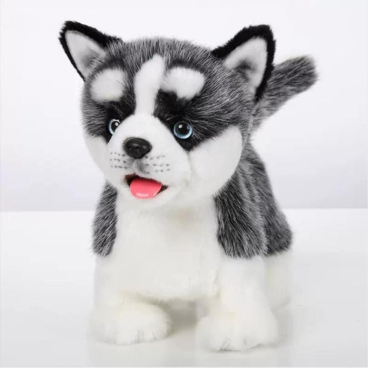 Electronic Walking Siberian Husky Stuffed Dog Toy, Realistic Interactive Puppy Pet Dog, Walking, Barking,Wagging Tail & Talking,Present Pet Gifts for Year Boys Girls