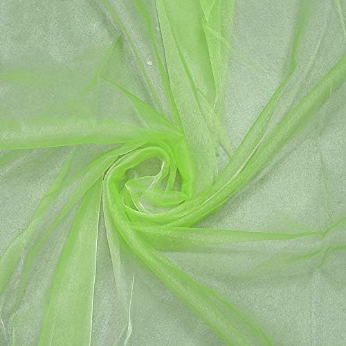 VDS Apple Green Organza Fabric, 15 Yards Continuous, 45” Wide, Wedding Party Decoration Iridescent Crystal Sheer Shiny Organza Tulle Bridal Dress DIY Crafts Costume Sewing Backdrop Arch Cloth
