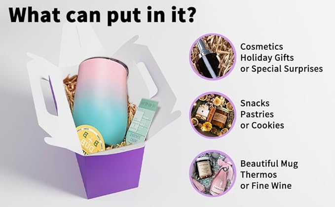 XAGLVV 24Pack Purple Boxes,Party Favor Boxes Packs 7 x3.5x 6.6 Inches, Purple Gift Boxes With Handles, Favor B oxes for Party, Baby Shower, Birthday,Weddings and more.