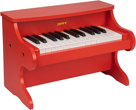 ZIPPY Kids Piano Keyboard, 25 Keys Digital Piano for Kids, Mini Music Educational Instrument Toy, Wood Toy for Toddlers Girls Boys (Red)