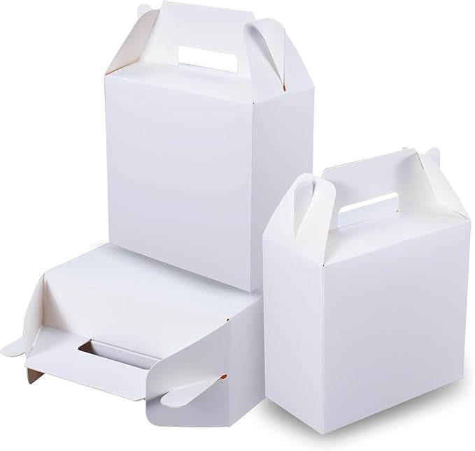 XAGLVV 24pcs White Gable Party Favor Boxes, 7 x 3.5 x 6.6 Inches, Kid Party Favors, Goodie Boxes for Kids Birthday, Wedding, Classroom Activity, Baby Shower, and More