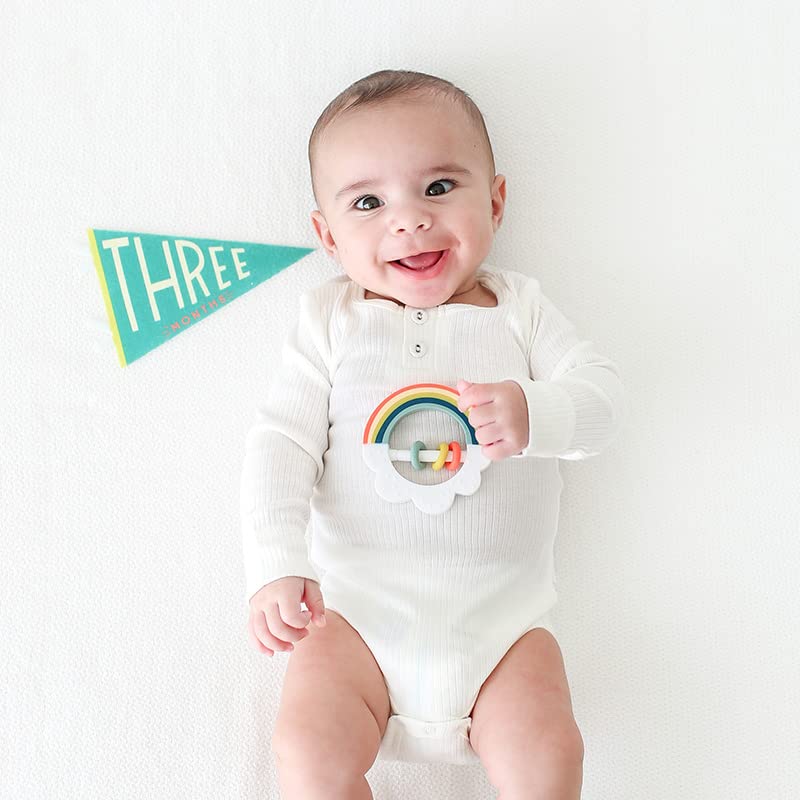 Lucy Darling Petit Milestone Pennants – Baby Monthly Milestone Pennant Flags – Newborn Photo Props & Felt Nursery Decor – Keepsake Banner Set for Baby Photos – Little Kaleidoscope