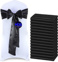 MDS Pack of 125 PCS Satin Chair Sashes Charmeuse Sateen Dining Chair Bows Ribbon Ties Back Sash for Wedding Party Birthday Home Hotel Restaurant Banquet Decoration (7 x 108 Inch, Black)
