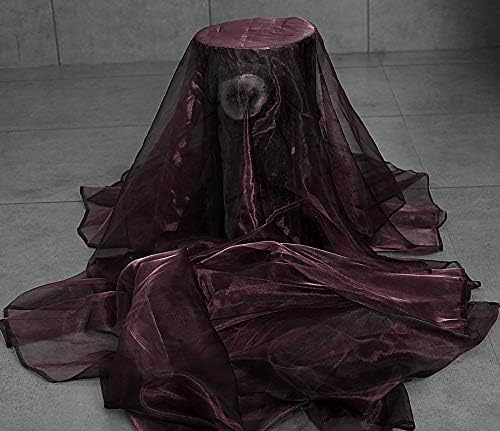 VDS Plum Organza Fabric, 35 Yards Continuous, 45” Wide, Wedding Party Decoration Iridescent Crystal Sheer Shiny Organza Tulle Bridal Dress DIY Crafts Costume Sewing Backdrop Arch Cloth