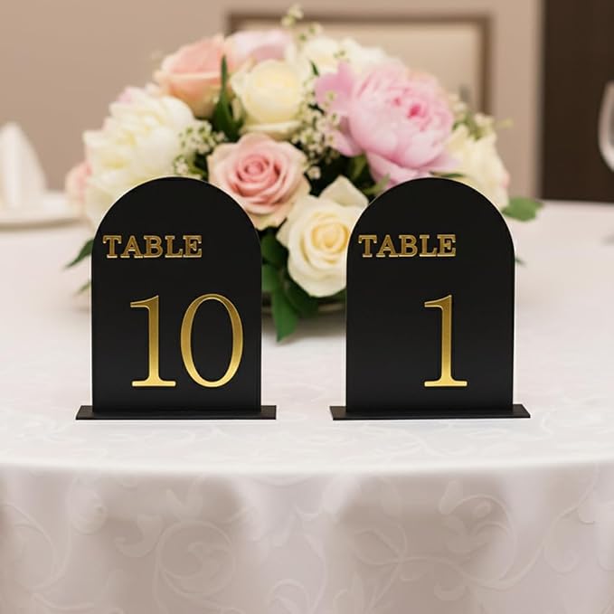 Arch Wedding Table Numbers 1-10 with Stands, 5" X 7" Double Sided Acrylic Wedding Sign Holders, Durable Non-Fading Table Number for Wedding Reception, Events, and Centerpieces