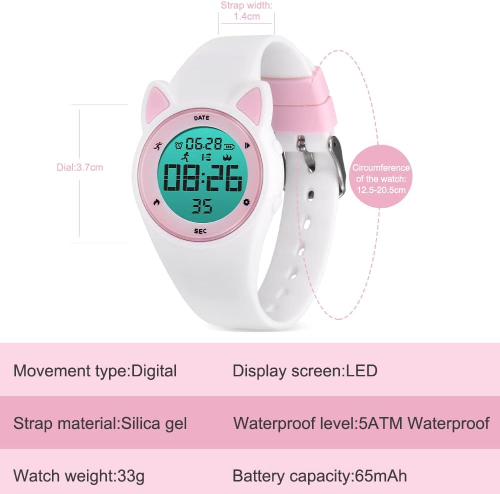 Kids Watches for Girls Boys Digital Sport Watch with Step Counter Pedometer Vibration Alarm Clock, No App Waterproof Fitness Tracker Kids Watch Boys Girls Teens Students Ages 5-16