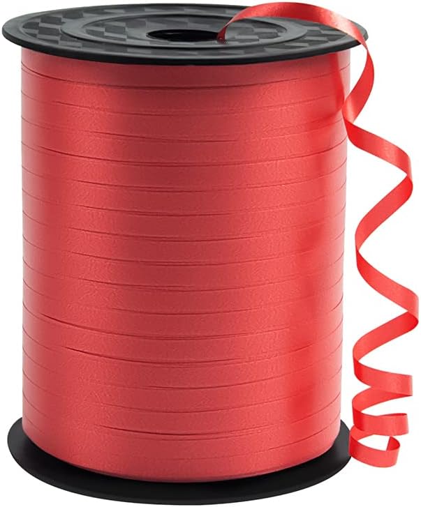 KMER LIFE Premium Red Curling Ribbon, 1/5" Wide x 500 Yards Christmas Curling Ribbons for Gift Wrapping, Party Decoration, Balloon String, Ribbons for Florist Flower (1 Roll)