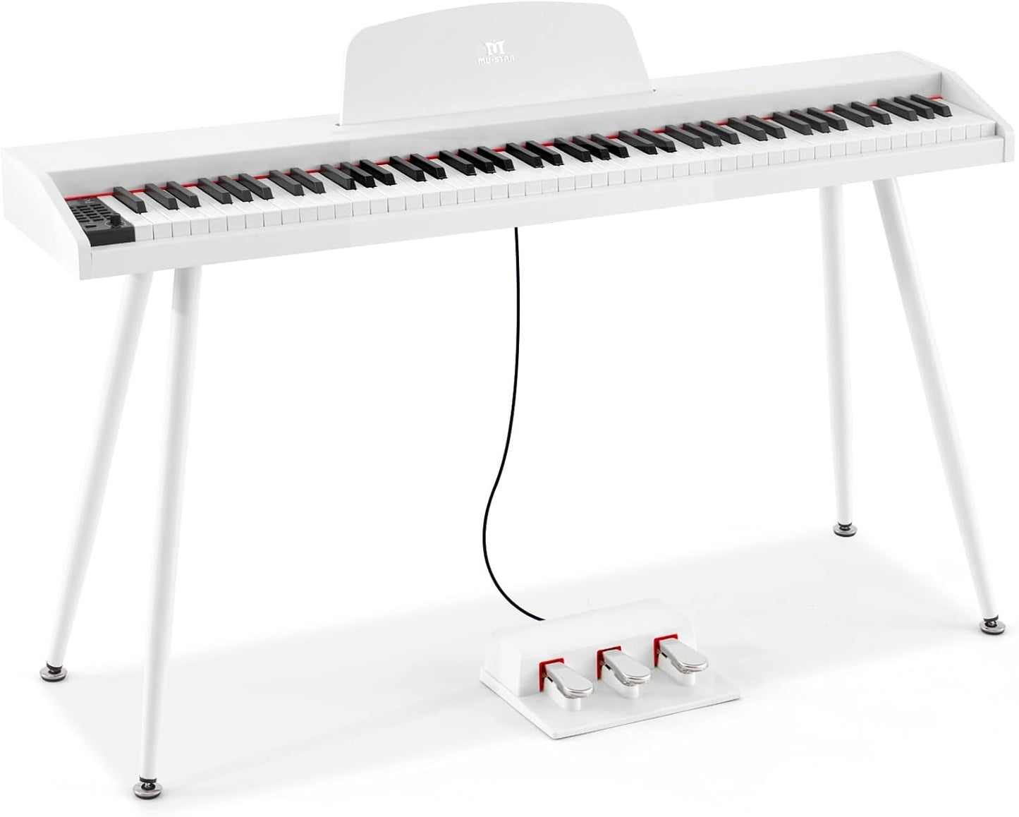 MUSTAR 88 Key Piano Keyboard for Beginners, Semi Weighted Electric Piano Keyboard 88 Keys, Portable Digital Piano 88 Key Weighted with 3-Pedal Unit, Built-In Speakers, USB/MIDI Connecting (White)