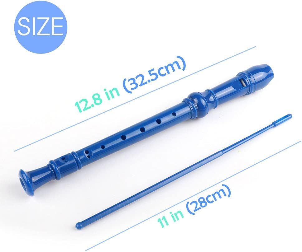 Mr.Power Soprano Recorder German Style C Key 8 Holes Easy Instrument for Beginners School Student Home Entertainment (Blue)