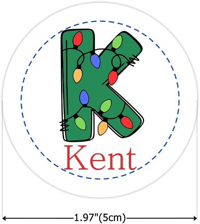 Personalized Christmas Name Stickers Xmas Decorations Initial Gift Stickers | 4 Initial Design | Custom Waterproof Cute Labels for Gift Box, Party Decorations, Envelopes | 30 Pcs ﻿