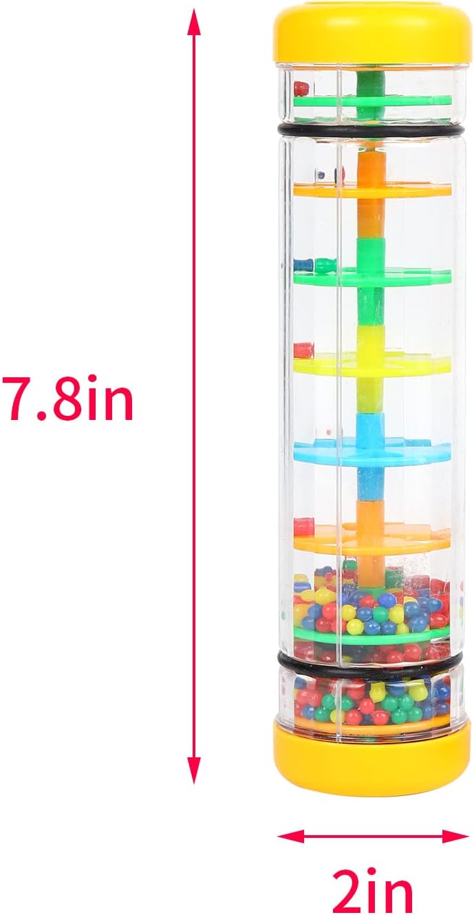 Rainmaker 8 inch Mini Rain Stick for Babies Rattle Tube Rain Stick Shaker Music Sensory Auditory Instrument Toy for Baby Child Girl (8 inch Yellow)