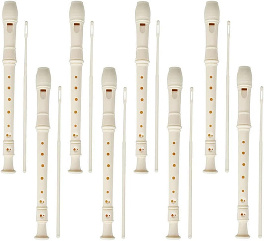 12 Pieces 8 Hole Descant Soprano Recorder for Kids, Plastic Music Recorder Instrument Kid Music Flute with Cleaning Rod