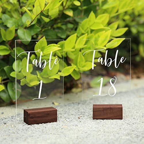 UNIQOOO 5 Pack Place Card Holders | Rustic Walnut Wood Escort Cards Display Stands | Table Number Sign & Photo Stand | Perfect for Retail Shop Cafe Home Wedding Dinner Party Events Decoration