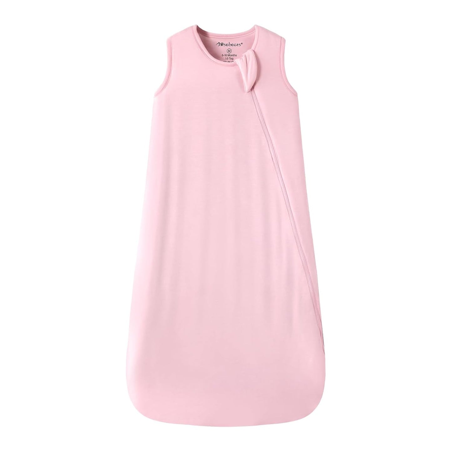 Mosebears Unisex Baby Sleep Sack 1.0 TOG, Supersoft Rayon Made from Bamboo Wearable Blanket with 2-Way Zipper (Blush,0-6 Months)