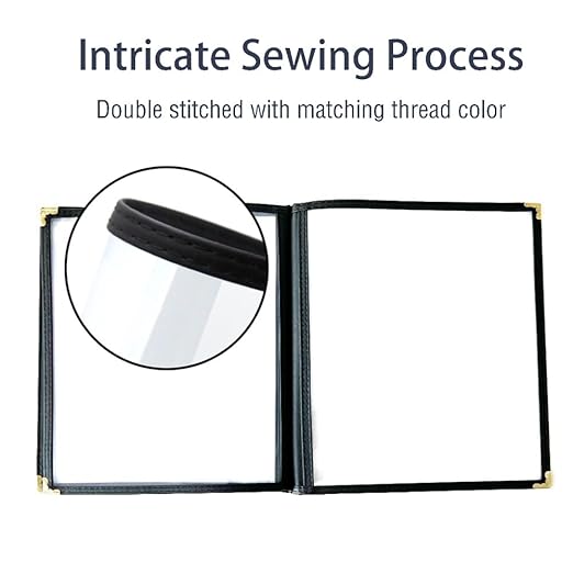 Goodsmart Restaurant Menu Covers – 25 Pack Black 4-View 8.5" x 14", Side-Loading Vinyl & Plastic Menu Holders, Clear Menu Sleeves, Leather-Style Café Covers with Gold Corners