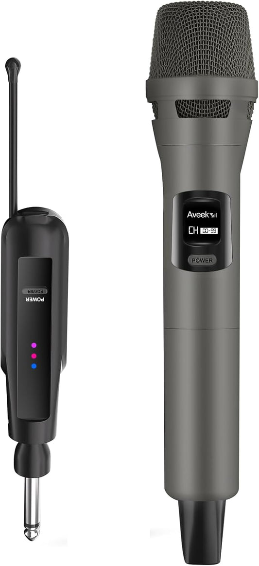 Aveek 2.4GHz Wireless Microphone System, Rechargeable Mics and Receiver, Plug & Play for Karaoke Machine, Party Speakers, Home Entertainment, Wedding & Events - Crystal Clear Sound, 100ft Range