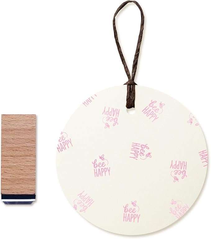 Bee Happy Rubber Stamp, 3/5 Inch Small Mini Stamp for Scrapbooking Card Making Planner