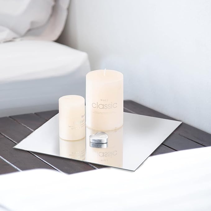 VASUHOME 8" Square Mirrors Candle Plate for Table Centerpieces, Set of 12, 2 mm Thick, Mirror Tiles for Wall, Table Wedding Centerpieces, Party Decor and Crafts