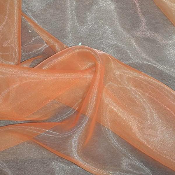 VDS Peach Organza Fabric, 75 Yards Continuous, 45” Wide, Wedding Party Decoration Iridescent Crystal Sheer Shiny Organza Tulle Bridal Dress DIY Crafts Costume Sewing Backdrop Arch Cloth