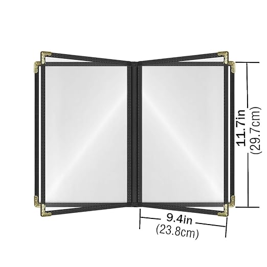 Goodsmart Restaurant Menu Covers - 25 Pack Black 8.5" x 11", 4-Page/8-View, Side-Loading Vinyl Menu Holders with Clear Sleeves, Double-Stitched, Leather-Style Café Covers, Morning Menu Homeschool