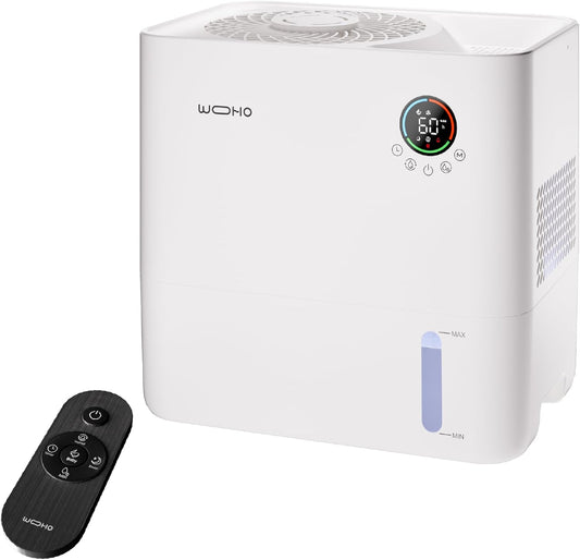 Evaporative Humidifier for Bedroom, 5L Quiet No Mist Humidifier With Aroma Diffuser, 14H Timer, Top-Fill, 5 Speed, No White Dust, Easy to Clean, for Baby, Nursery, Home & Office