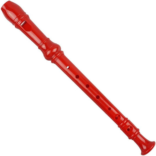 Mr.Power Soprano Recorder German Style C Key for Beginner Student Music Class 3 Piece ABS With Thumb Rest + Fingering Chart + Cleaning Stick + Carrying Bag (Red)