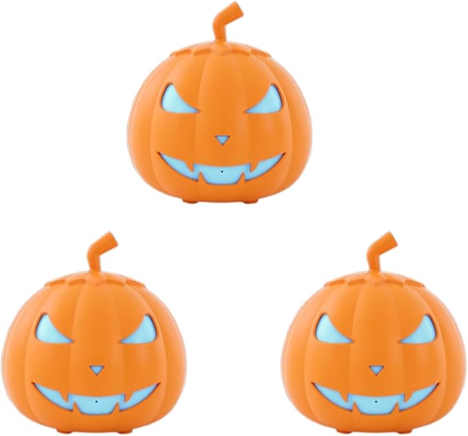 Fog Machine with LED RGB Lights, 800W Halloween Fog Machine with Remote Control, Pumpkin Smoke Machine 12 Colors Lighting Effect for Halloween Band DJ Show Club Outdoor Camping, 3 Pack