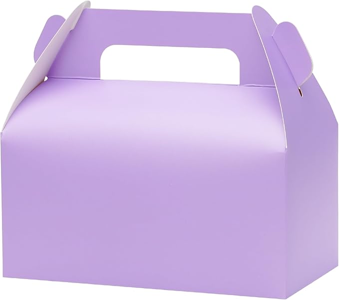 UnicoPak 30 Pack Purple Gable Treat Boxes Party Favor Goodie Bag Boxes for Candy Treats Snacks Cookie Toys for Birthday Party Special Events, 6.5x3.5x4 Inches