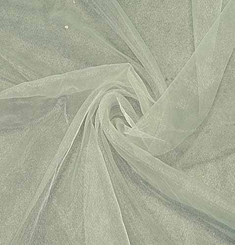 VDS Ivory Organza Fabric, 5 Yards Continuous, 45” Wide, Wedding Party Decoration Iridescent Crystal Sheer Shiny Organza Tulle Bridal Dress DIY Crafts Costume Sewing Backdrop Arch Cloth