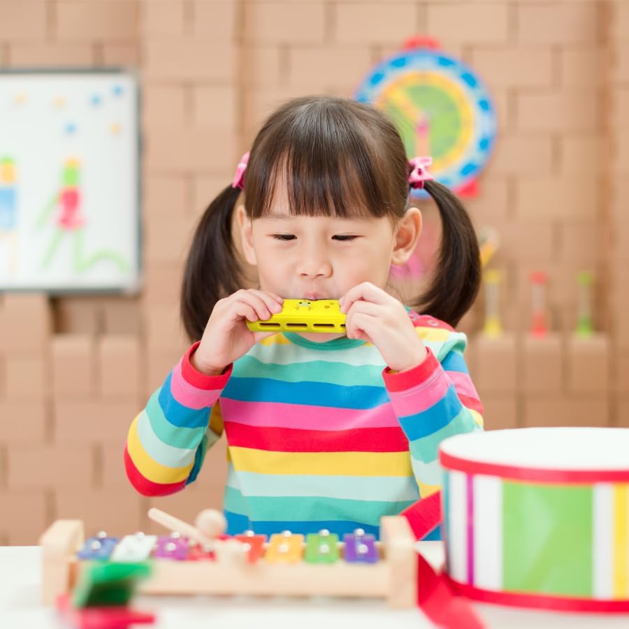 Colored Harmonica for Kids and Beginners - Easy-to-Learn Key of C Instrument - Portable and Lightweight.