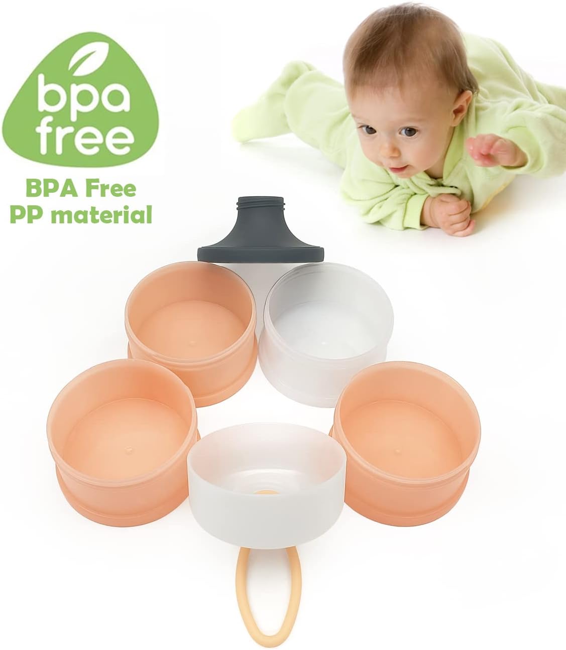 Baby Formula Dispenser, Formula Container, Portable Milk Powder Dispenser Container, Baby Feeding Travel Storage Container, Non-Spill Stackable Baby Snack Storage Container, BPA Free, 2 Packs