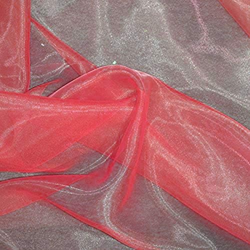VDS Coral Organza Fabric, 20 Yards Continuous, 45” Wide, Wedding Party Decoration Iridescent Crystal Sheer Shiny Organza Tulle Bridal Dress DIY Crafts Costume Sewing Backdrop Arch Cloth