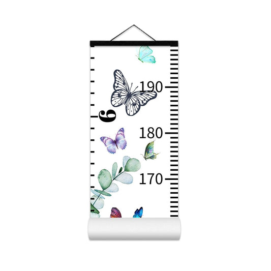 Baby Growth Chart for Wall - Height Chart for Kids Nursery Decor Wall Hanging Measurement Ruler with Black Wood Scroll Toddlers Room Decor Birthday Christmas Gifts for Boys Girls 79"X7.9" (Butterfly)
