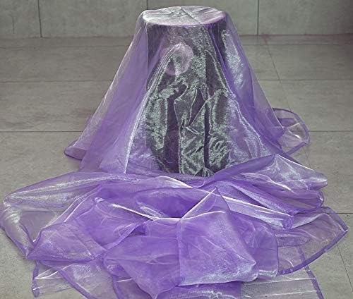 VDS Lavender Organza Fabric, 5 Yards Continuous, 45” Wide, Wedding Party Decoration Iridescent Crystal Sheer Shiny Organza Tulle Bridal Dress DIY Crafts Costume Sewing Backdrop Arch Cloth