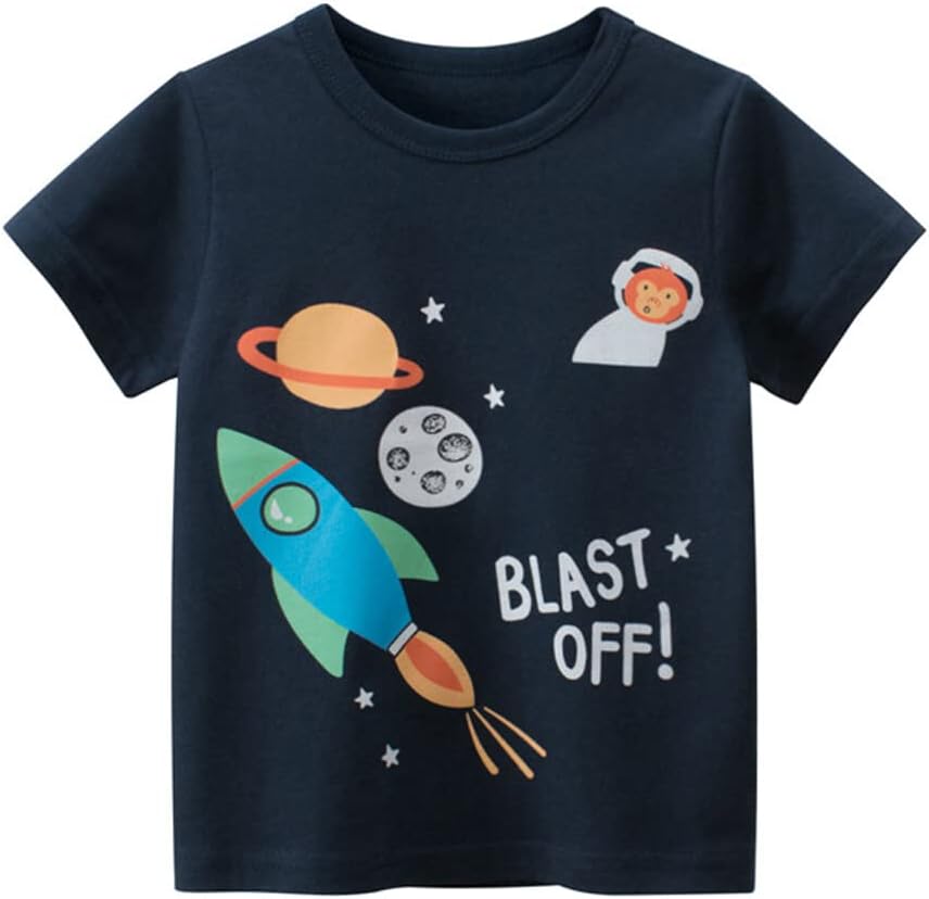 Boys' 4-Pack Excavator Short Sleeve Crewneck T-Shirts Top Tee Size 2-7 Years Toddler Boys' Value Pack Cotton T-Shirt