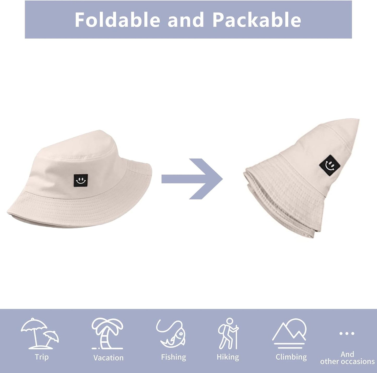 Kids Sun Hat Smile Face Bucket Hat for Girls Boys Summer Sun Protection Cotton Unisex Beach Cap