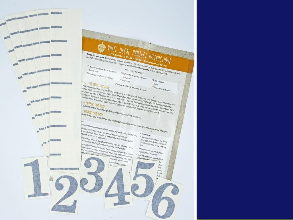 Little Acorns DIY Vinyl Growth Chart Ruler Decal Kit, Large #s - Navy