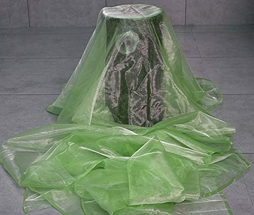 VDS Apple Green Organza Fabric, 15 Yards Continuous, 45” Wide, Wedding Party Decoration Iridescent Crystal Sheer Shiny Organza Tulle Bridal Dress DIY Crafts Costume Sewing Backdrop Arch Cloth