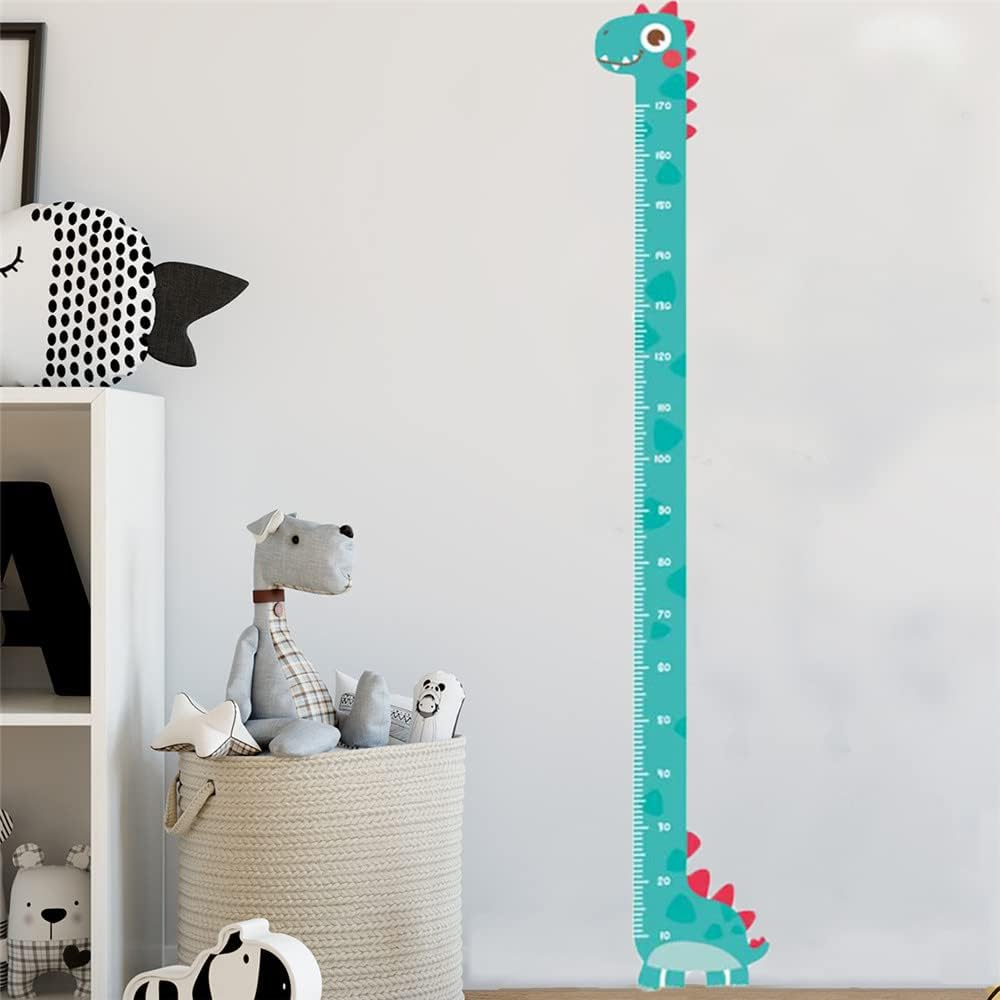 Green Dinosaur Vinyl Self-Adhesive Growth Chart Decal for Kids Room Bedroom Nursery Wall Decor StickerRemovable Baby Height Measure Mural 10cm to 170cm