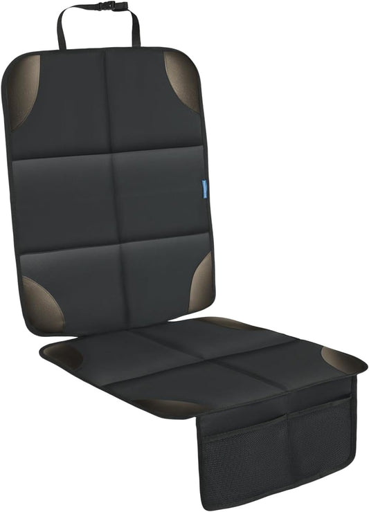 Car Seat Protector for Child Carseat, 1 Pack Protect Car Seats Cover for Baby with Thickest Padding and Non-Slip Padded Backing Mesh Pockets Kids Pets Car Back Seat Protectors(Darkgrey)